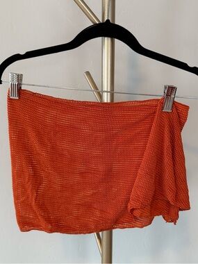 Orange Textured Mini Skirt Sarong
